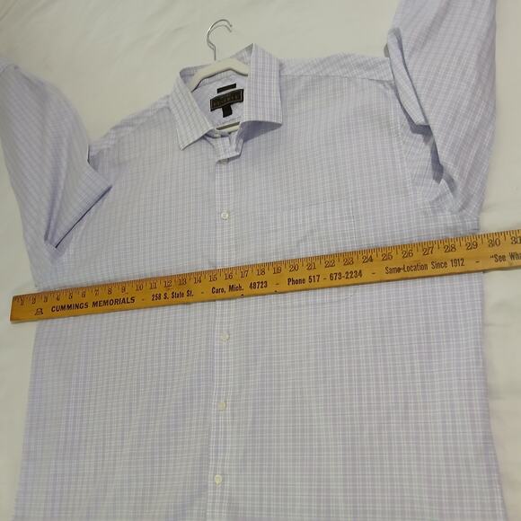 Jos.A.Bank RESERVE no wrinkles 18/37 !00% cotton men's button-up lavender plaid - Picture 7 of 11